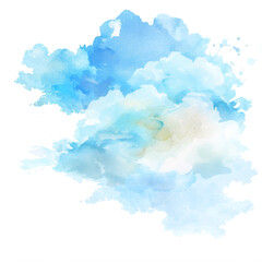 Fototapeta premium Adorable Watercolor Painting: The Blue Sky in a Cartoon Style