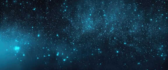 Obraz premium Fire embers particles over Cyan background, Abstract dark glitter fire particles lights