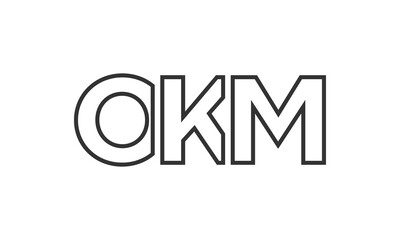 OKM logo design template with strong and modern bold text. Initial based vector logotype featuring simple and minimal typography. Trendy company identity.