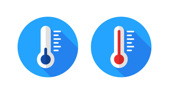 Low temperature and high temperature icons. Flat style. Vector icons.