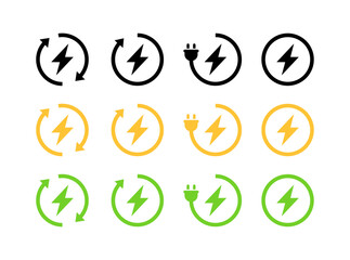 Fototapeta premium Electricity set icons. Flat and Silhouette style. Vector icons.