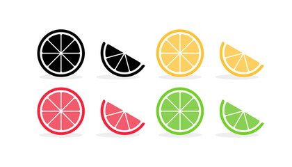 Orange set icons. Flat and Silhouette style. Vector icons.