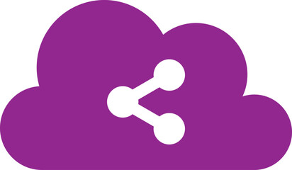 Cloud share icon in purple and white color.