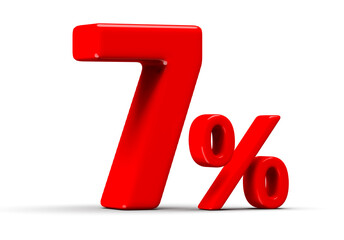 7 Percent Off Sale Red Number 3D