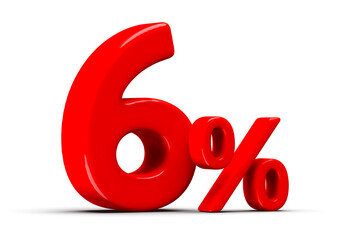 6 Percent Off Sale Red Number 3D