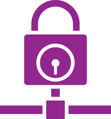 Data protection or network lock icon in purple and white color.