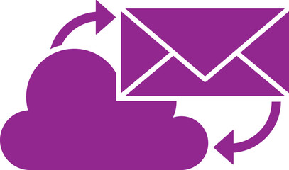 Email transfer to cloud icon in purple color.