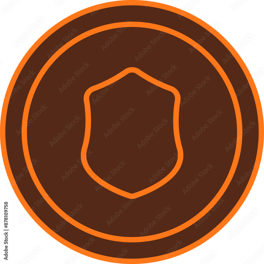 Wall mural shield circle icon in brown and orange color.