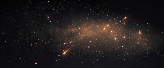 Obraz premium Fire embers particles over Gray background, Abstract dark glitter fire particles lights