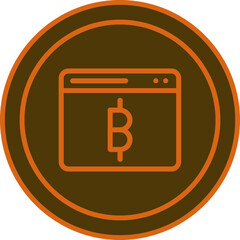 Cryptocurrency Website Circle Icon or Symbol in Bronze and Orange Color.
