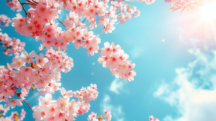 Beautiful pink spring blossoms on a tree