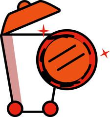 Trash Coin Icon in Orange and White Color.