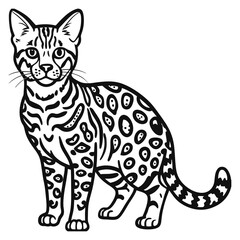 Fototapeta premium Cat, Bengal cat, portrait, black, vector, illustration