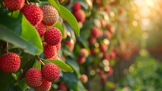 A bunch of red fruit hanging from a tree