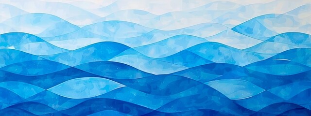 Obraz premium Hand-Drawn Blue Watercolor Waves with Dynamic Oceanic Patterns on White Background