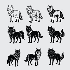 Mystical and powerful illustrations of wolf vector icon