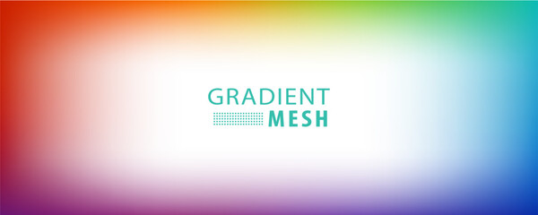 Smooth and blurry colorful gradient mesh background. Modern bright rainbow colors. Easy editable soft colored vector banner template. Premium quality