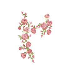 stitched flower print on plain base 