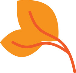 Orange Leaf Icon in Flat Style.