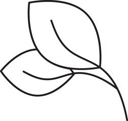 Linear Leaf Icon or Symbol.