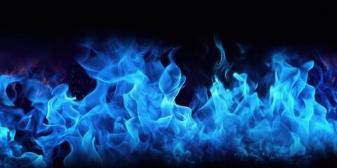 Abstract Blue Flames on Black Background