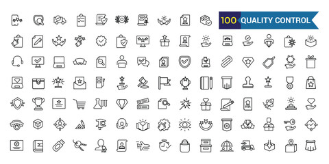 Quality control line icons set. Outline icon collection. Editable vector stroke.