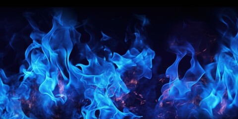 Abstract Blue Flames on Black Background