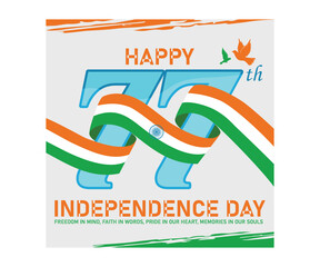 77th Independence Day of India. Celebrated on August 15th, 2024. Independence Day India concept. Flat vector illustration.