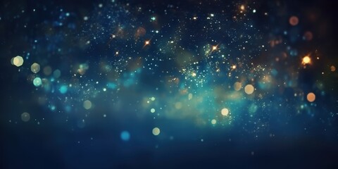 Obraz premium Abstract Blue and Gold Bokeh Background, Bokeh Lights,Abstract Blurry Lights