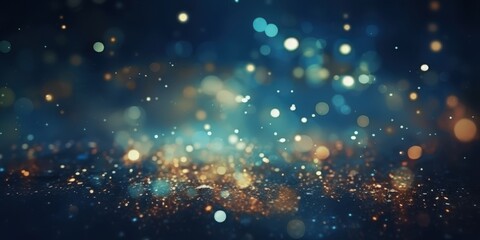 Obraz premium Abstract Blue and Gold Bokeh Background, Bokeh Lights,Abstract Blurry Lights
