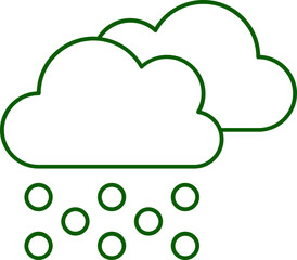 Illustration Of Snowfall Clouds Icon In Green Stroke.