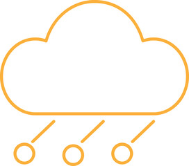 Yellow Linear Style Snowfall With Rain Cloud Icon.