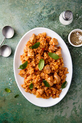 Spicy rice with chicken and pineapple