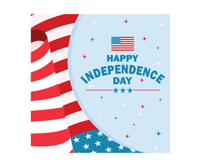 Obraz premium American national holiday. Commemorating Independence Day. Independence Day USA concept. Flat vector illustration.