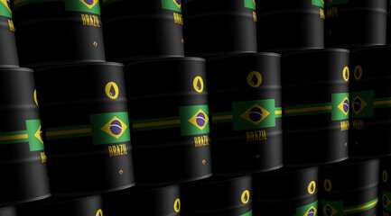 Brazil oil crude petroleum fuel barrels in row © Skórzewiak