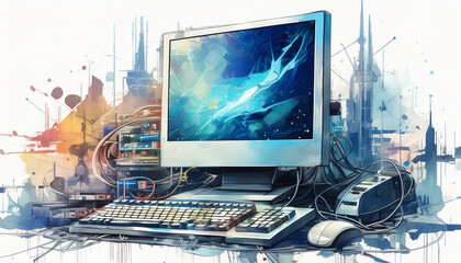 Fototapeta premium modern computer white background