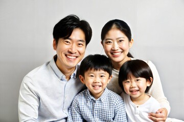 Fototapeta premium Happy Asian Family, Father with Kids, Father's Day 
