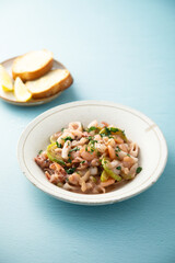 Healthy seafood ragout with courgette