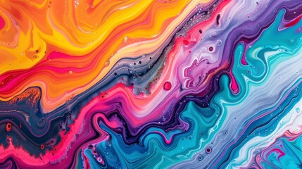 Colorful paint swirls and mixes in an abstract design