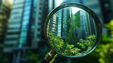Green business concept highlighting sustainable investments growth and ecology development. Emphasizes eco-friendly practices and financial growth through environmental responsibility.