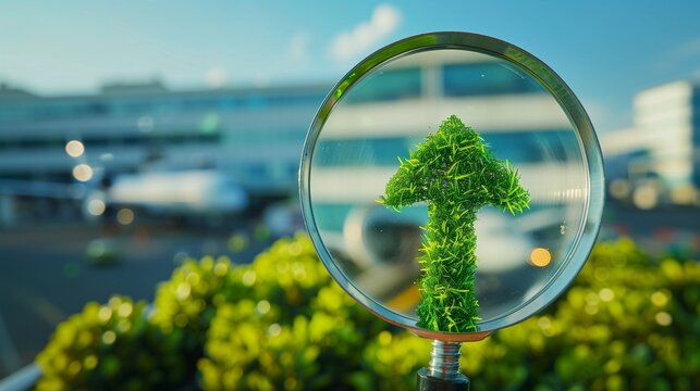 A serene landscape showcasing eco-friendly travel and green aviation, emphasizing sustainable practices in the travel industry.