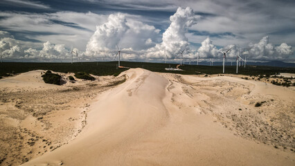 The aerial view of sand dunes in Mui Ne, Vietnam