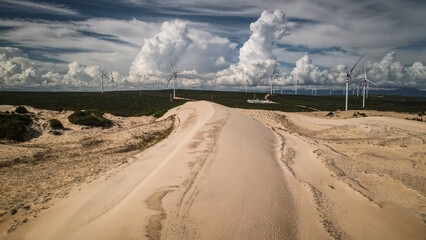 The aerial view of sand dunes in Mui Ne, Vietnam