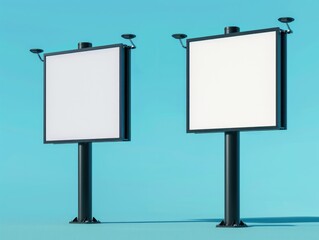 Obraz premium Two billboards standing side by side, with bright colors and eye-catching designs