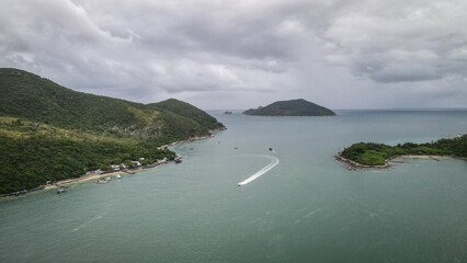 The aerial view of the islands near Nha Trang in Vietnam