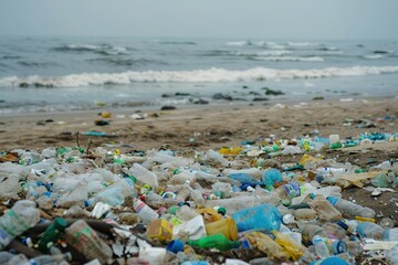Polluted beach