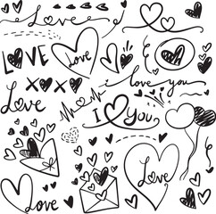 Doodle Set of Love Elements