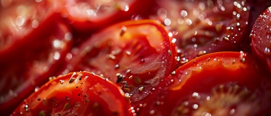 Macro Photography of Tomato Slices Texture