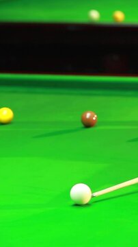 Snooker balls on the table at snooker club