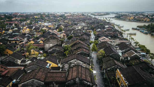 The aerial view of Hoi An in Vietnam